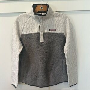 Vineyard Vines Quilted Harbor Fleece Popover Marshmallow Mixed Media Snaps Small